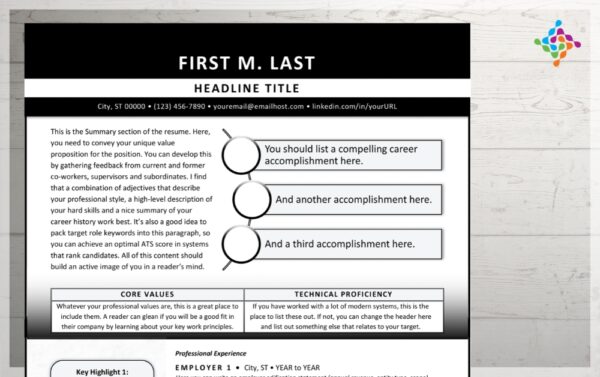 Black and White Resume Template Two Page Example Front Page