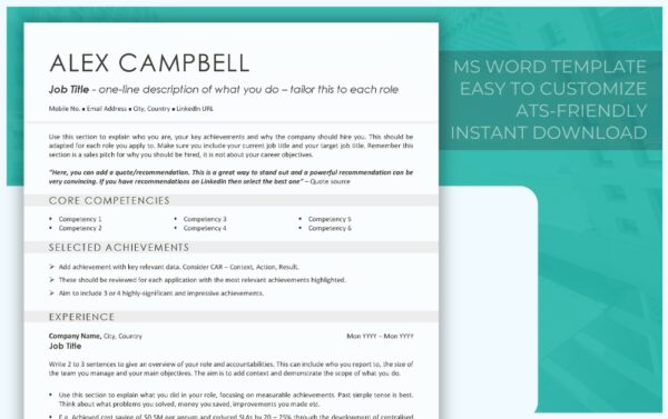 Simple Resume template in white from Job Search Journey