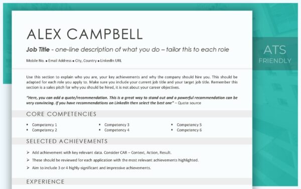 Simple Resume Template in White -from Job Search Journey