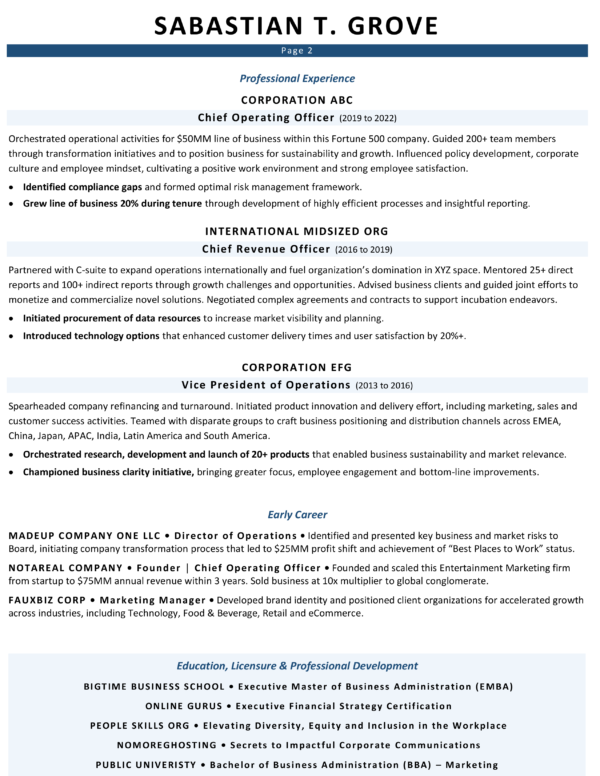 Board Resume Template (General) - Job Search Journey