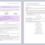 Two Page Designer Resume Template in Purple on Grey Background